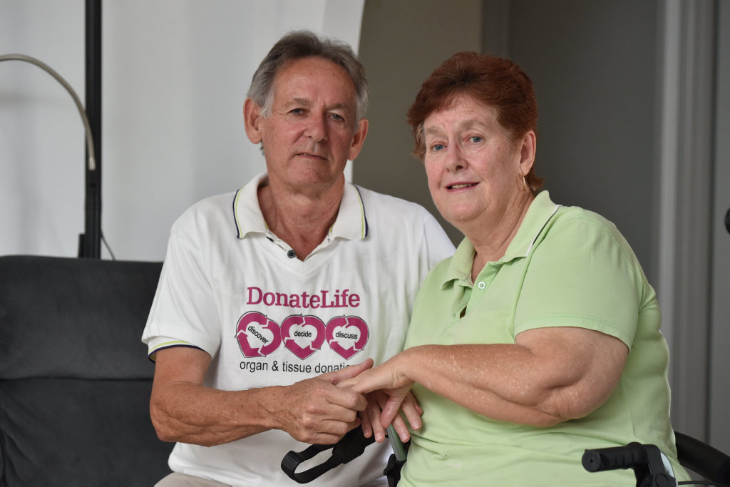 DonateLife - Organ & Tissue Donation - heart transplant recipient Christine Brown with her husband Allan. DonateLife - Organ & Tissue Donation - heart transplant recipient Christine Brown with her husband Allan.