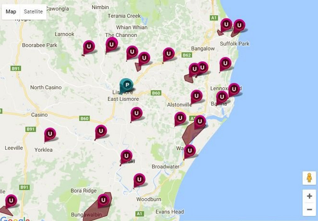 Power outages listed by Essential Energy at 9am this morning. Power outages listed by Essential Energy at 9am this morning.