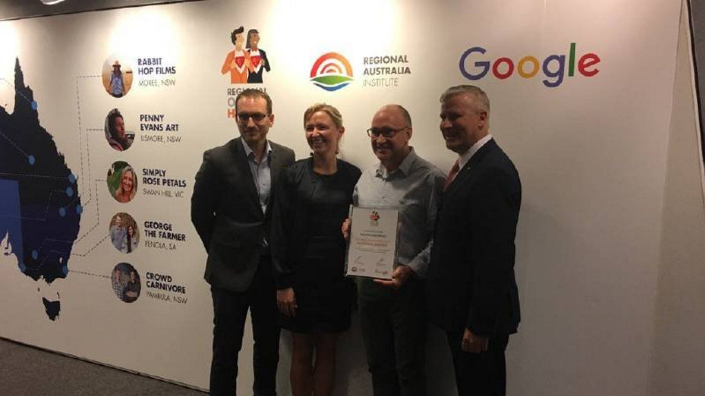 RAI CEO Jack Archer (left), Aisling Finch Google Australia, Stephen Dummett AGDATA and Small Business Minister Michael McCormack. RAI CEO Jack Archer (left), Aisling Finch Google Australia, Stephen Dummett AGDATA and Small Business Minister Michael McCormack.