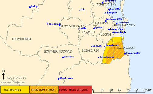 Locations which may be affected include Coolangatta, Mudgeeraba, Canungra, Nerang, Southport and Mount Tamborine. Locations which may be affected include Coolangatta, Mudgeeraba, Canungra, Nerang, Southport and Mount Tamborine.