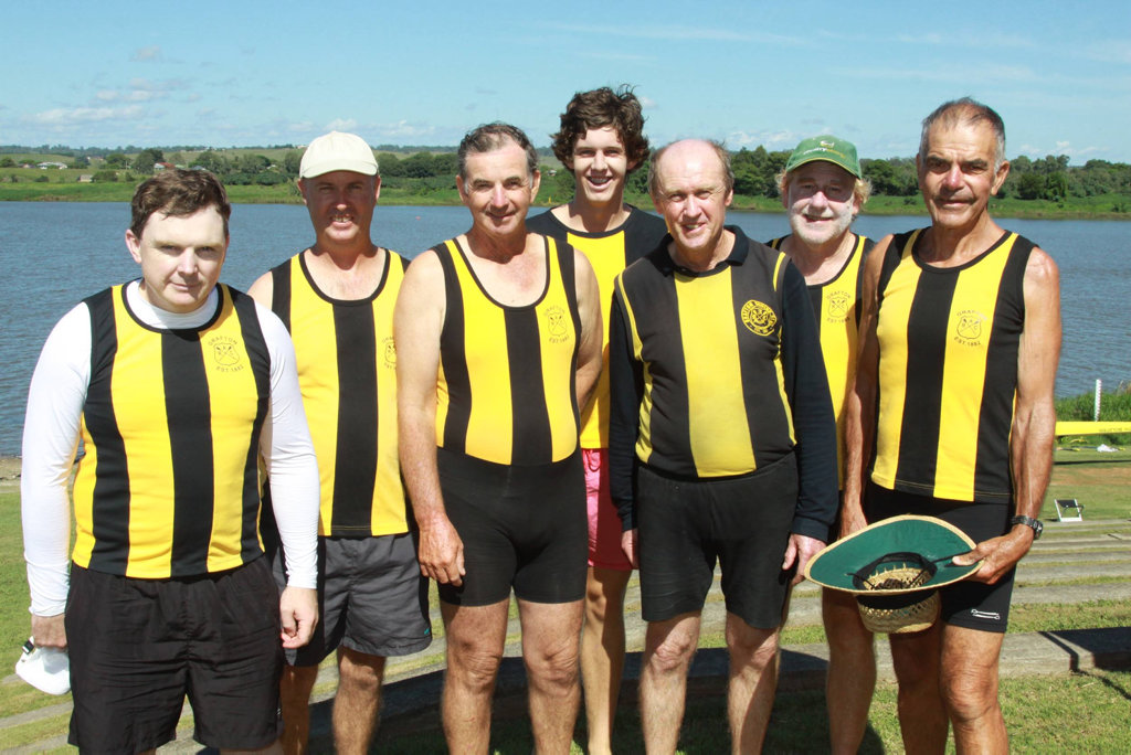 Iluka Rowing Regatta: Grafton Rowing Club members - L-R Peter Ashenden, John Finucane, Ian Parker, Timothy Van Dalsen, Don Noble, Jeff Sneesby and Greg Thompson. Photo Lynne Mowbray / Daily Examiner Iluka Rowing Regatta: Grafton Rowing Club members - L-R Peter Ashenden, John Finucane, Ian Parker, Timothy Van Dalsen, Don Noble, Jeff Sneesby and Greg Thompson. Photo Lynne Mowbray / Daily Examiner