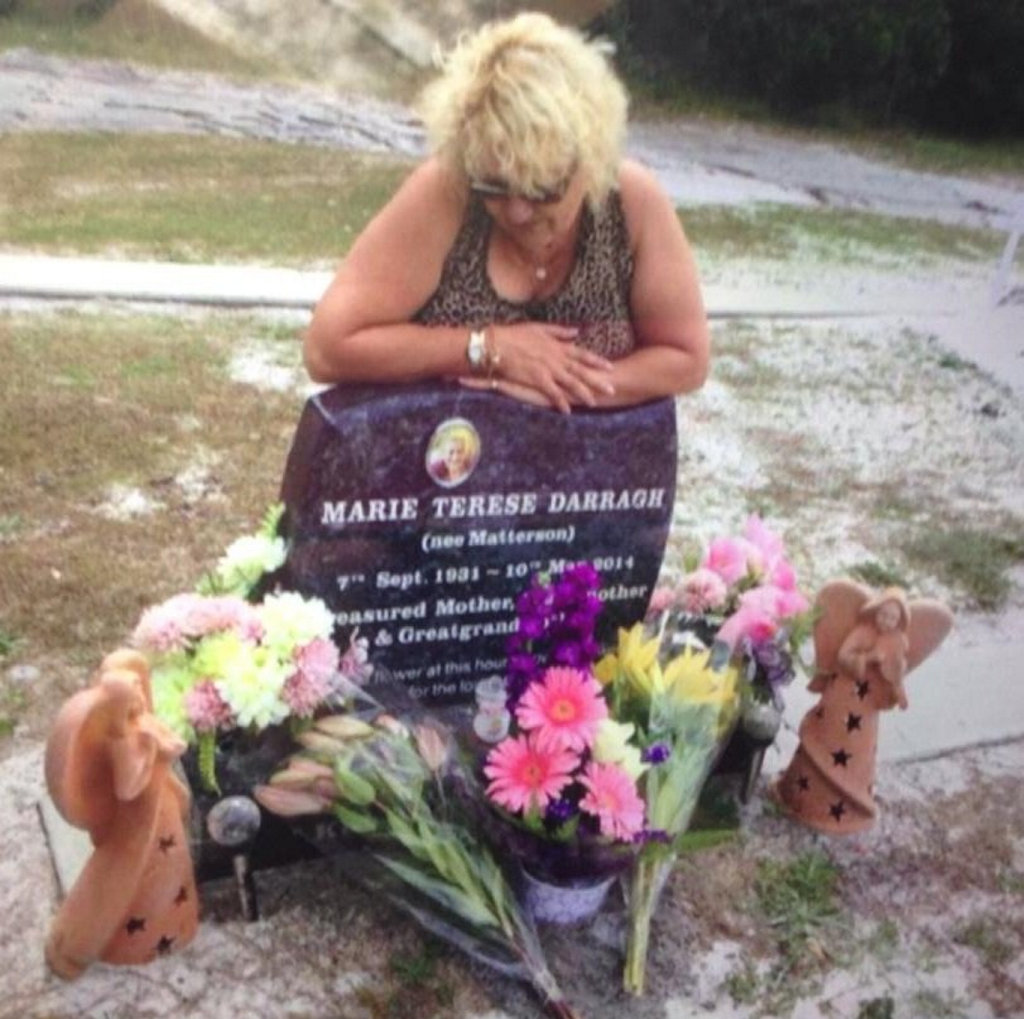 Charli Darragh at the grave site of her mother, Marie Darragh. Charli Darragh at the grave site of her mother, Marie Darragh.