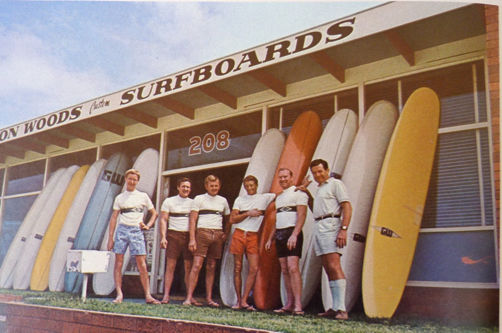 Gordon Woods (far right) in a 1966 ad for his surf shop. He is the subject of a documentary about the Brookvale Mafia airing on Foxtel. Gordon Woods (far right) in a 1966 ad for his surf shop. He is the subject of a documentary about the Brookvale Mafia airing on Foxtel.