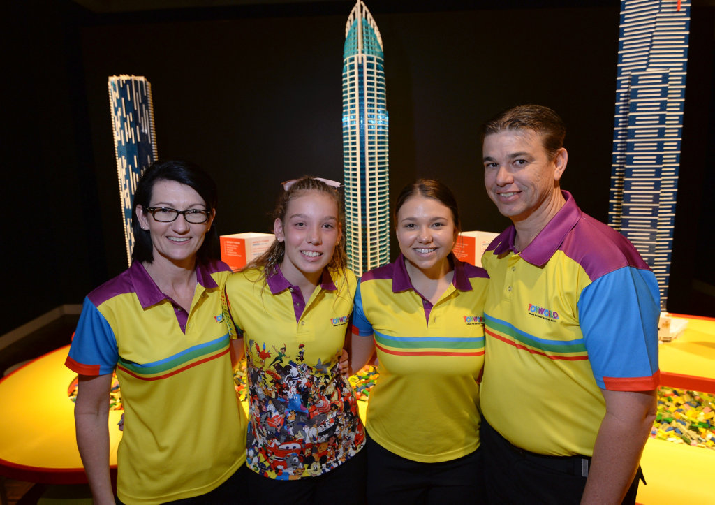L-R Katrina, Hannah, Meaghan and Dennis Boyce from Toyworld at the Towers of Tomorrow Lego exhibition at the Rockhampton Art Gallery which they are sponsoring. L-R Katrina, Hannah, Meaghan and Dennis Boyce from Toyworld at the Towers of Tomorrow Lego exhibition at the Rockhampton Art Gallery which they are sponsoring.