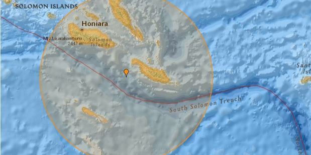 6.9 magnitude earthquake struck 90km from Kirakira, Makira, Solomon Islands. Image / Earthquake Track
6.9 magnitude earthquake struck 90km from Kirakira, Makira, Solomon Islands. Image / Earthquake Track