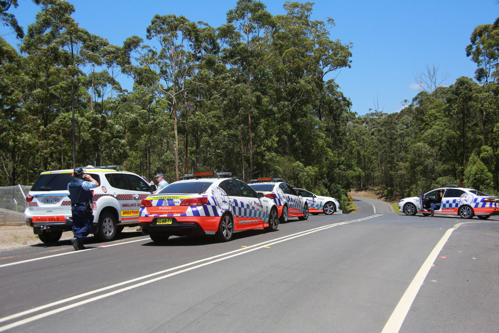 A roadblock has been set up by police near Valla as a search for a gun wielding driver continues. Photo: Frank Redward A roadblock has been set up by police near Valla as a search for a gun wielding driver continues. Photo: Frank Redward