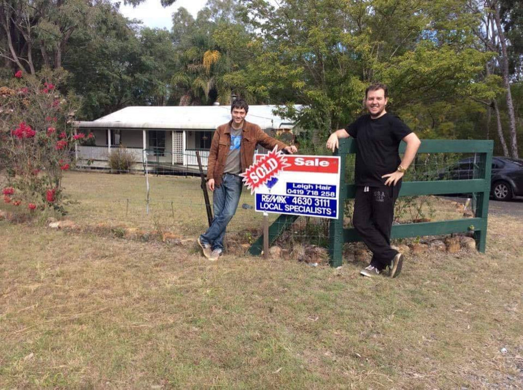 Chris Ramsay and Trent Campbell's Murphys Creek home burnt down on Saturday night due to their Samsung washing machine exploding. Chris Ramsay and Trent Campbell's Murphys Creek home burnt down on Saturday night due to their Samsung washing machine exploding.