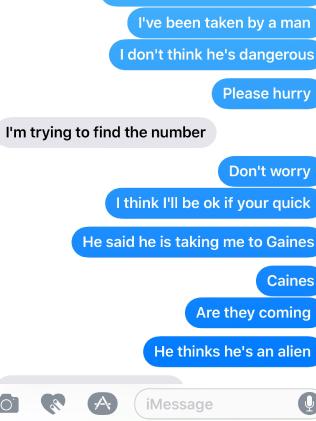 Text messages between Mary Kate Heys and her father in the UK. Text messages between Mary Kate Heys and her father in the UK.