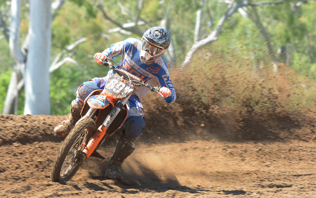 Jace King (Snr Clubman Lite) competing at the Rockhampton and District Motocross Club meet at Six Mile on Sunday. Photo: Chris Ison / The Morning Bulletin