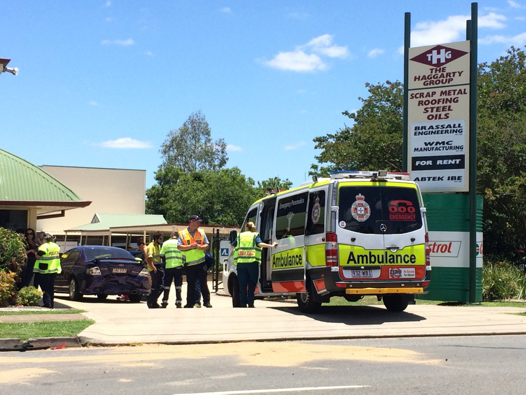 Police and paramedics have been called to treat six people, including two babies, at a crash in West Ipswich. Police and paramedics have been called to treat six people, including two babies, at a crash in West Ipswich.