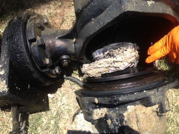 Pump blockage causes waste spills into the Condamine River. Pump blockage causes waste spills into the Condamine River.