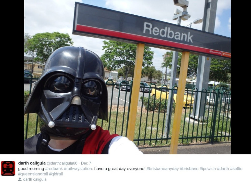 JUMP ON BOARD: Darth's cheeky fundraising campaign taking 'darthies' around Ipswich. JUMP ON BOARD: Darth's cheeky fundraising campaign taking 'darthies' around Ipswich.