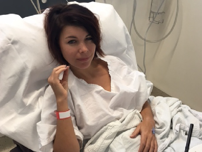 Jenny Hewett in hospital after one of the procedures. Jenny Hewett in hospital after one of the procedures.