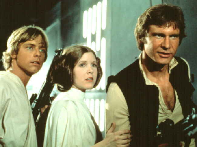 Fisher was part of the star trio of the original Star Wars movie. Picture: Supplied Fisher was part of the star trio of the original Star Wars movie. Picture: Supplied