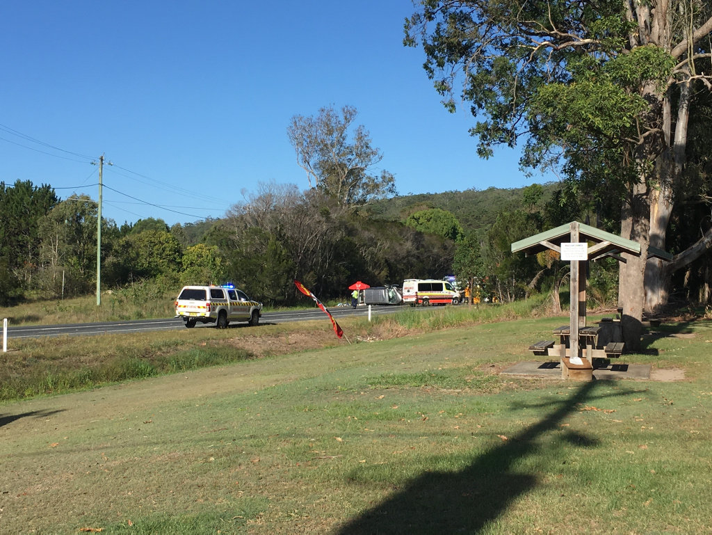 A crash involving at least two vehicles at Sheehys Lane, Tyndale, has closed the Pacific Highway in both directions. A crash involving at least two vehicles at Sheehys Lane, Tyndale, has closed the Pacific Highway in both directions.