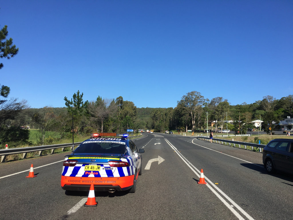 A crash involving at least two vehicles at Sheehys Lane, Tyndale, has closed the Pacific Highway in both directions. A crash involving at least two vehicles at Sheehys Lane, Tyndale, has closed the Pacific Highway in both directions.