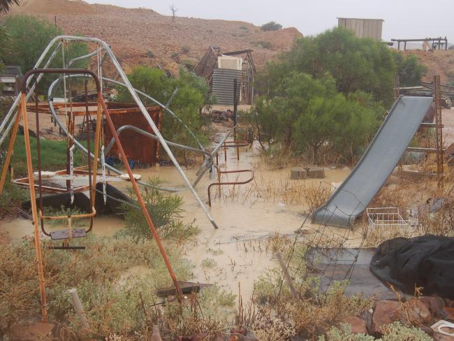 A flooded playground at Cooper Pedy. Picture: Gary Atkins A flooded playground at Cooper Pedy. Picture: Gary Atkins