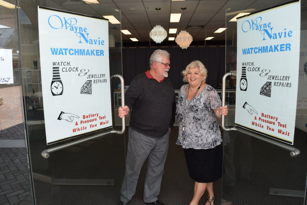 Watch maker Wayne Navie and his wife Sue have closed their store in the mall after 50-years of business in Ipswich. Watch maker Wayne Navie and his wife Sue have closed their store in the mall after 50-years of business in Ipswich.