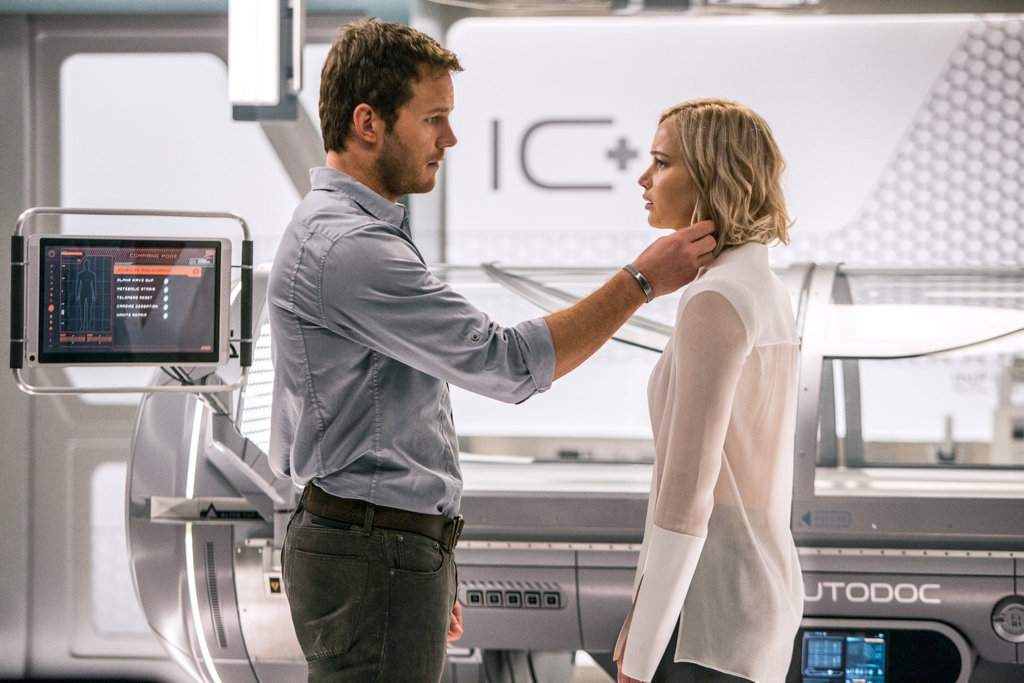 Jennifer Lawrence and Chris Pratt in a scene from the movie Passengers. Jennifer Lawrence and Chris Pratt in a scene from the movie Passengers.