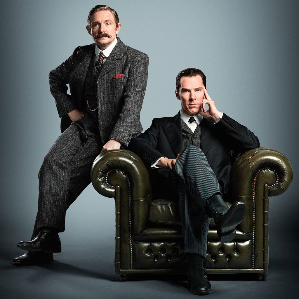 Martin Freeman and Benedict Cumberbatch star in the TV series Sherlock. Martin Freeman and Benedict Cumberbatch star in the TV series Sherlock.