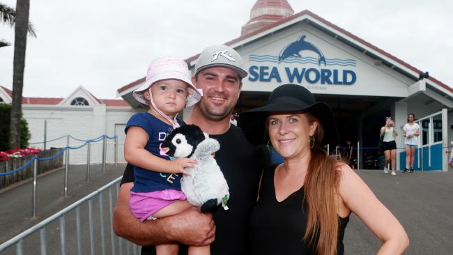 Michael and Bianca Burgess and their young child Lexie visited Sea World yesterday, but will visit Dreamworld in the future.
Michael and Bianca Burgess and their young child Lexie visited Sea World yesterday, but will visit Dreamworld in the future.