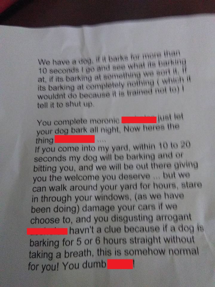 Warwick resident receives a terrifying letter.