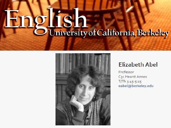 Elizabeth Abel is an English professor at the University of California-Berkeley. Elizabeth Abel is an English professor at the University of California-Berkeley.