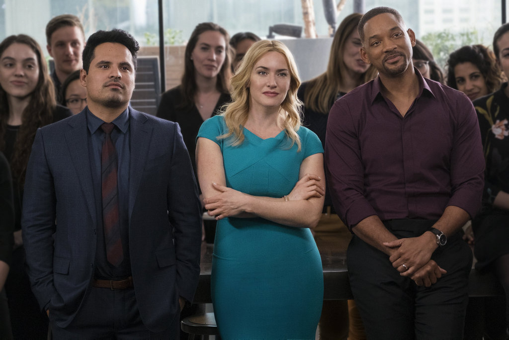 Michael Pena, Kate Winslet and Will Smith in a scene from the movie Collateral Beauty. Michael Pena, Kate Winslet and Will Smith in a scene from the movie Collateral Beauty.