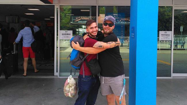 The lads picked British Sam up from the airport. The lads picked British Sam up from the airport.