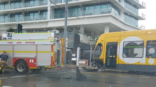 John Zappa snapped this pic of a crash between a fire truck and a tram on the Gold Coast in Surfers Paradise.
John Zappa snapped this pic of a crash between a fire truck and a tram on the Gold Coast in Surfers Paradise.