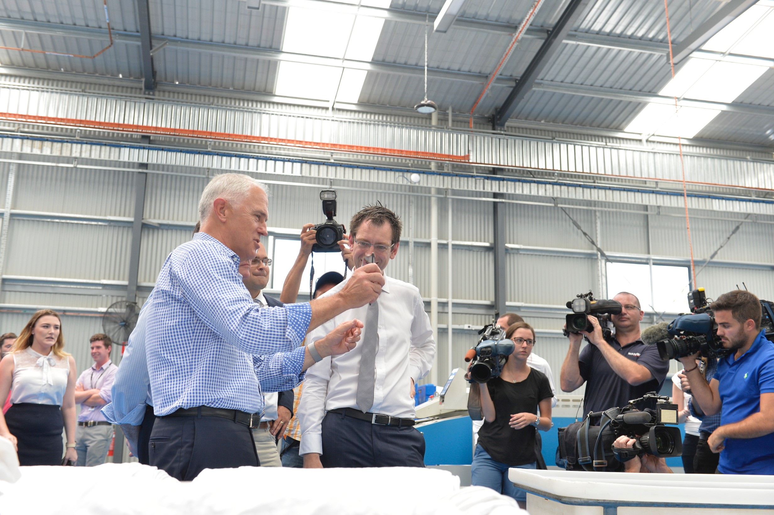 Prime Minister Malcolm Turnbull at Vanguard Laundry. Prime Minister Malcolm Turnbull at Vanguard Laundry.