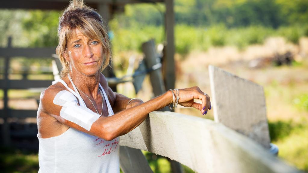 Personal trainer and fitness enthusiast Debbie Urquhart was attacked by a ferocious kangaroo. Picture: Mark Stewart