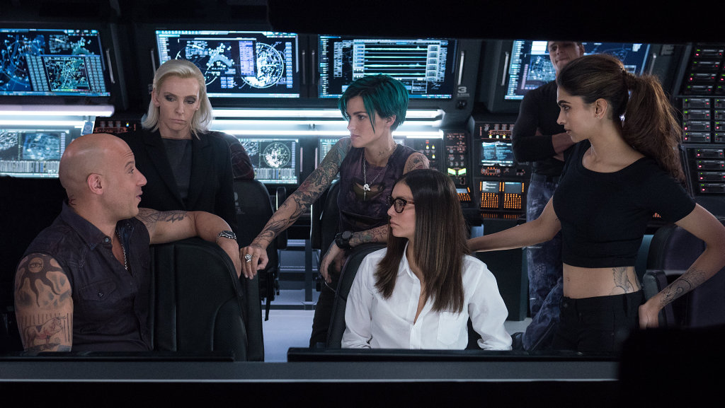From left, Vin Diesel, Toni Collette, Ruby Rose, Nina Dobrev, Deepika Padukone and Tony Gonzalez in a scene from the movie xXx: The Return of Xander Cage. From left, Vin Diesel, Toni Collette, Ruby Rose, Nina Dobrev, Deepika Padukone and Tony Gonzalez in a scene from the movie xXx: The Return of Xander Cage.