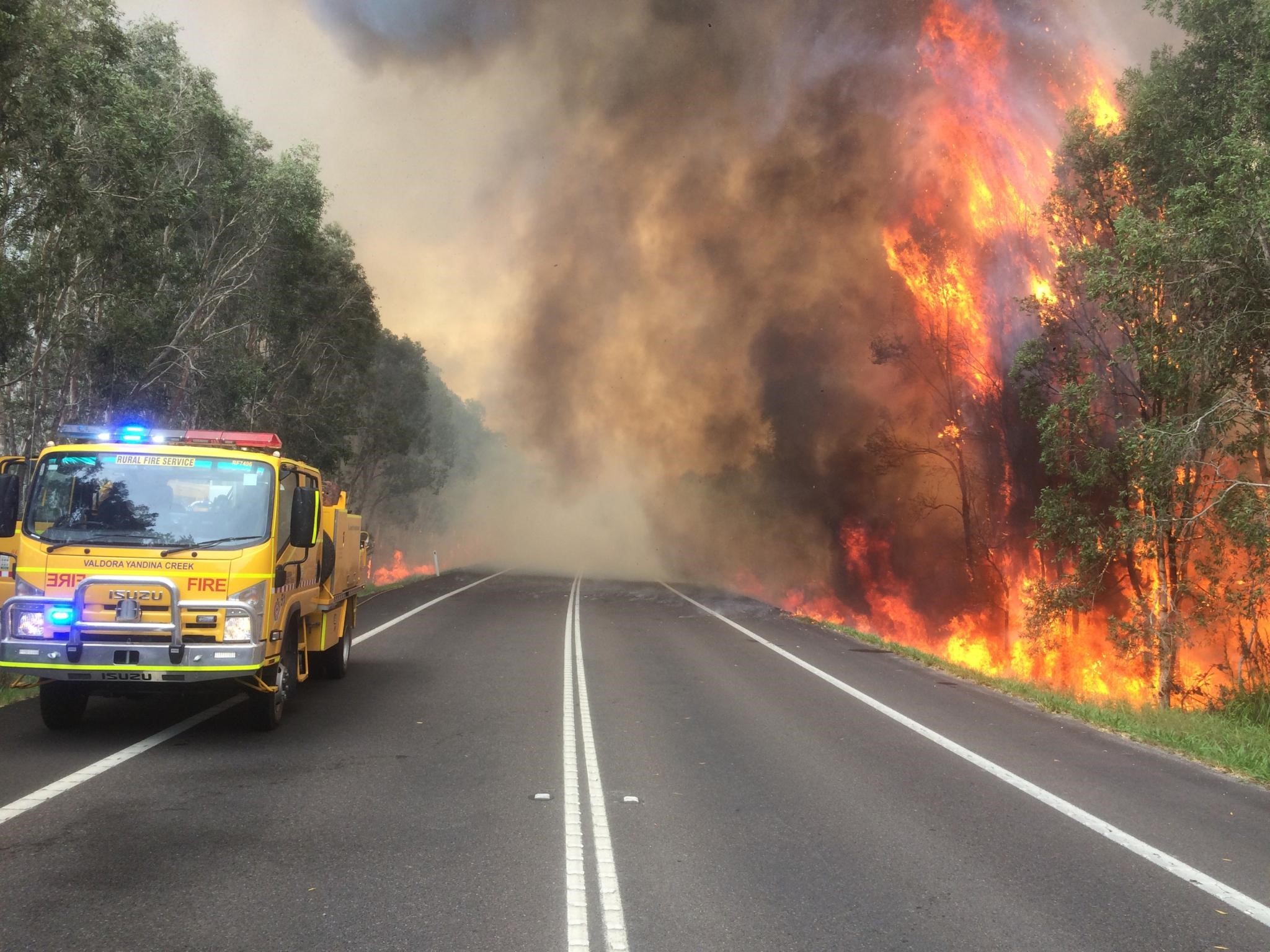 BUSHFIRE: The blaze burns out of control along the Sunshine Mwy at Coolum Beach. BUSHFIRE: The blaze burns out of control along the Sunshine Mwy at Coolum Beach.
