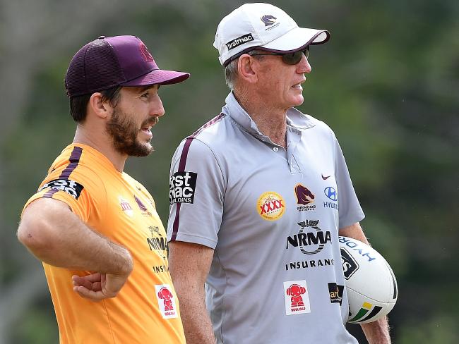 Ben Hunt (L) and coach Wayne Bennett. Ben Hunt (L) and coach Wayne Bennett.