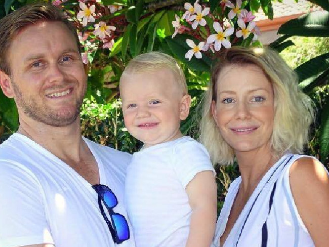 Sally Faulkner with baby son Eli and partner Brendan Sally Faulkner with baby son Eli and partner Brendan