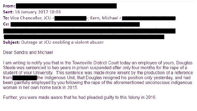 The email from the informant provided to news.com.au. The email from the informant provided to news.com.au.