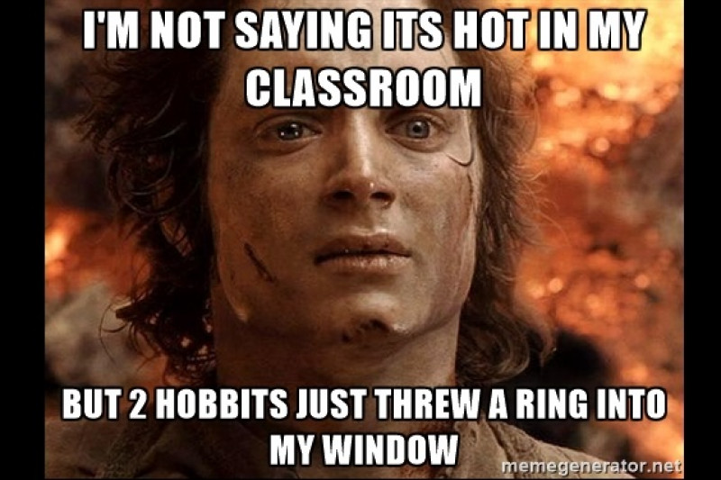 The teacher says it's almost impossible to teach in the hot classroom. The teacher says it's almost impossible to teach in the hot classroom.