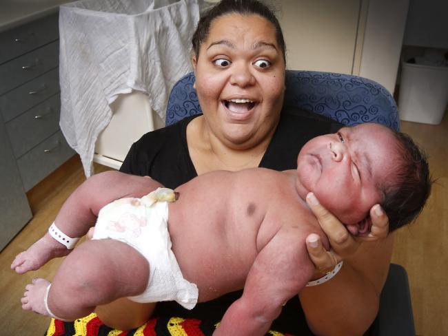 Natashia Corrigan was shocked by the size of her new son Brian Junior. Natashia Corrigan was shocked by the size of her new son Brian Junior.