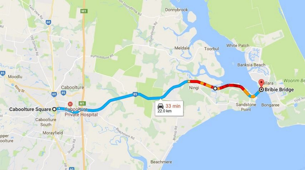 TRAFFIC CHAOS: Heading to Bribie Island? Traffic is starting to ease, with congestion around Ningi and the Sandstone Pt Hotel. TRAFFIC CHAOS: Heading to Bribie Island? Traffic is starting to ease, with congestion around Ningi and the Sandstone Pt Hotel.