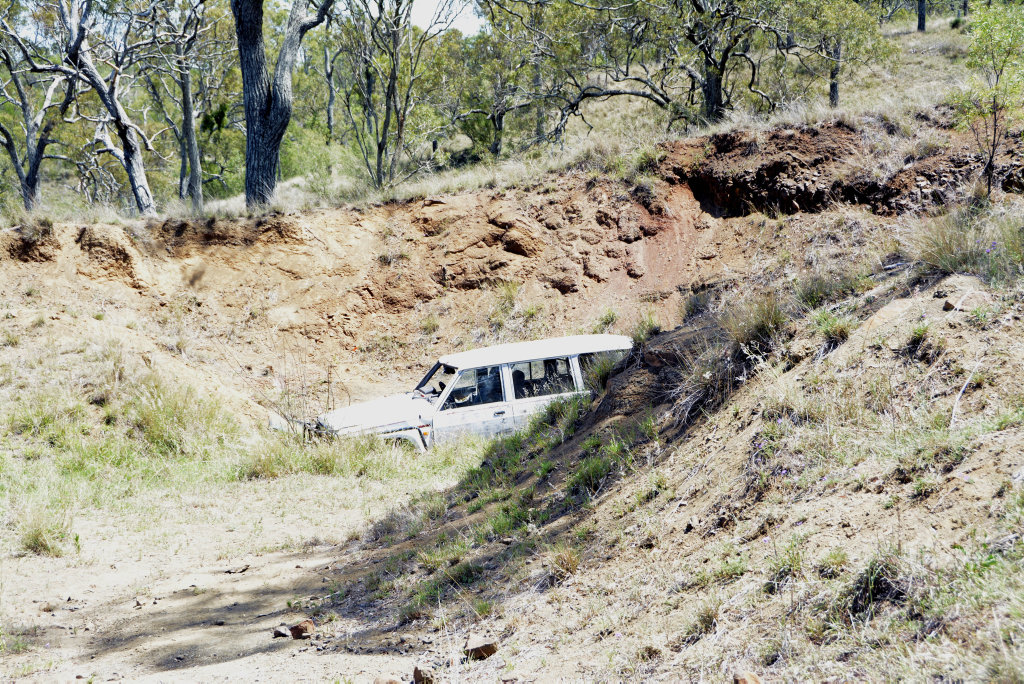 DAM: The damaged vehicle left in an abandoned quarry in Torrington after a run from the law. Police are hunting the driver of the vehicle who ran a red light, triggering a night of chaos on the property. Jan 2017 DAM: The damaged vehicle left in an abandoned quarry in Torrington after a run from the law. Police are hunting the driver of the vehicle who ran a red light, triggering a night of chaos on the property. Jan 2017