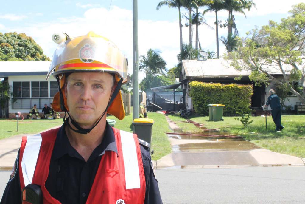 Mackay Fire Station officer Ian Kelly and his firefighters were battling the blaze on Johnson St in stifling summer heat. He said all occupants had escaped the fire unharmed. Mackay Fire Station officer Ian Kelly and his firefighters were battling the blaze on Johnson St in stifling summer heat. He said all occupants had escaped the fire unharmed.