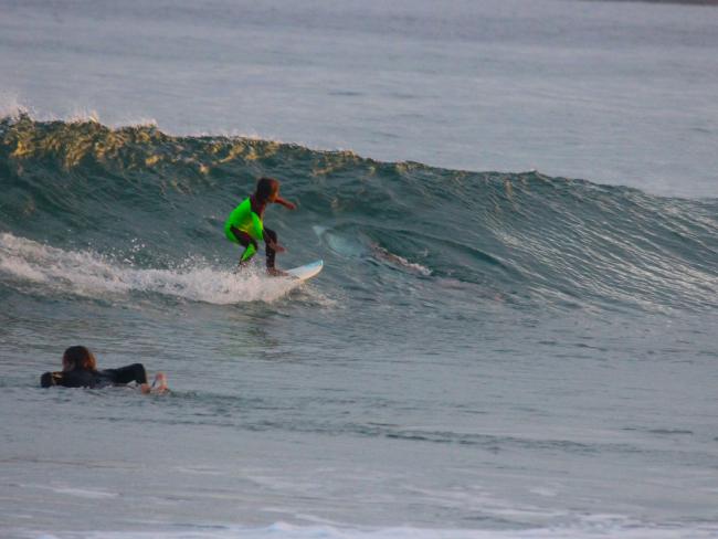 Eden Hasson, 10, had no idea of the danger lurking inside this wave.
Eden Hasson, 10, had no idea of the danger lurking inside this wave.