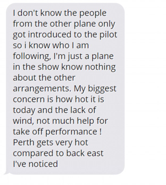 One in a series of text messages to his friend Mack McCormack, 30 minutes before the crash. One in a series of text messages to his friend Mack McCormack, 30 minutes before the crash.
