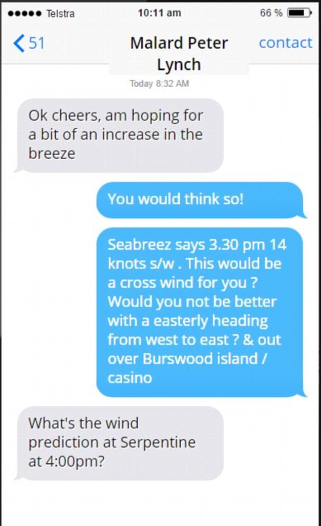 From a series of text messages to his friend Mack McCormack, 30 minutes before the crash. From a series of text messages to his friend Mack McCormack, 30 minutes before the crash.