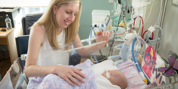 Amy Agnew is taking each day as it comes with Olivia, who was born weighing 630g and is now almost 3kg. Photos / Greg Bowker
Amy Agnew is taking each day as it comes with Olivia, who was born weighing 630g and is now almost 3kg. Photos / Greg Bowker
