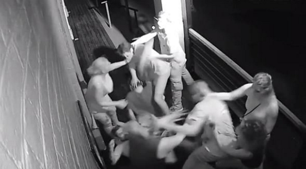 PUNCH UP: Nine people are believed to have been involved in the incident.