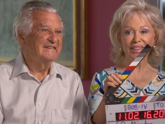 Bob Hawke and wife Blanche D'Alpuget during their 60 Minutes interview. Picture: Supplied/Nine
Bob Hawke and wife Blanche D'Alpuget during their 60 Minutes interview. Picture: Supplied/Nine