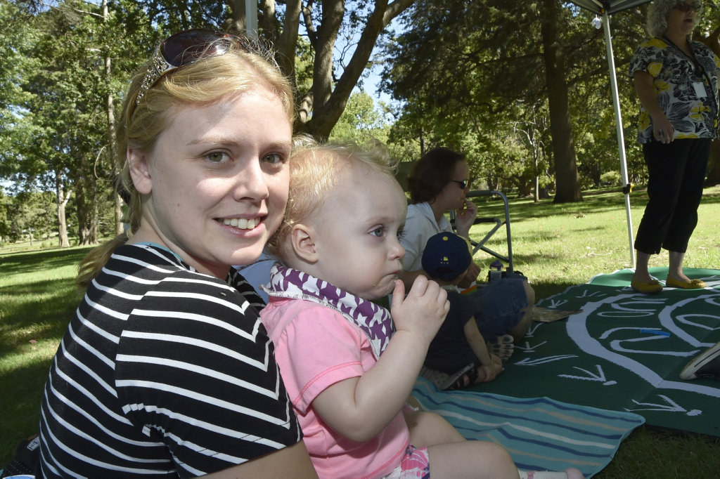 Story time under the tress in Queen's Park, Amy and her daughter Jazzlyn Thompson. January 31, 2017