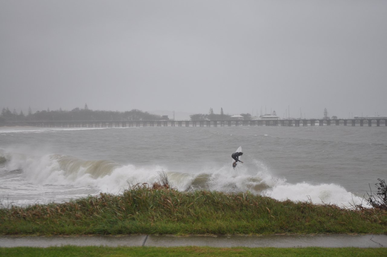 Surfers were catching waves in the harbour during the last big weather event - the tropical low that travelled down the coast a few weeks ago. Surfers were catching waves in the harbour during the last big weather event - the tropical low that travelled down the coast a few weeks ago.